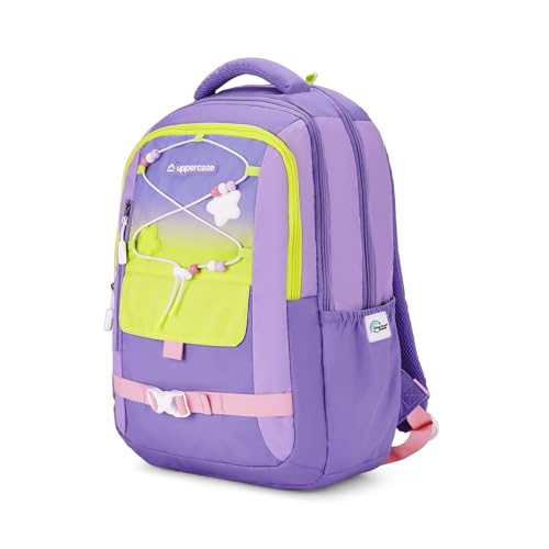 Image of uppercase Luna School Bag for Kids | Purple backpack with Well padded Shoulder Strap and Back | 500 Days Warranty