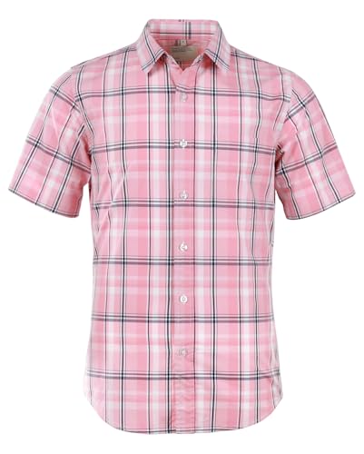 Mens Casual Regular Fit Short Sleeve Plaid Shirts