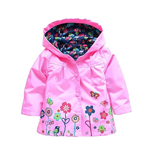 Toddler Boys Windbreaker Casual Kids Lightweight Zip Hooded Jacket Baby Cute Coat Outerwear (Pink, 3-4 Years)4
