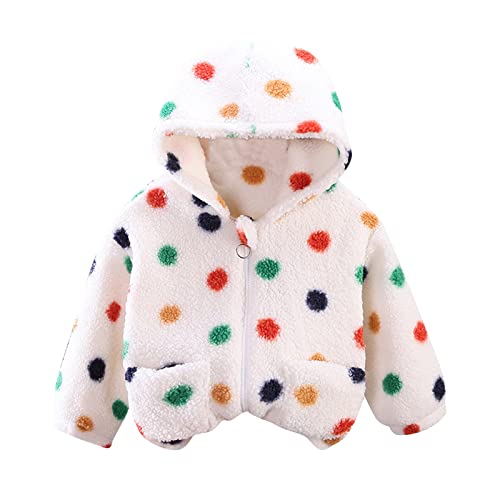 Toddler Kids 𝗣olar Fleece Hooded Outerwear Windproof Zipper Long Sleeve Coat Warm Print Jacket with Pocket