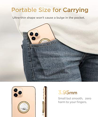 Gviewin Marble Cell Phone Ring Holder, Metal Kickstand Grip For Magnetic Car Mount Compatible With Iphone 14 Pro Max/14 Pro/13/12 Series & Galaxy S22 Ultra And Other Smartphones(White/Gold) #TOP4