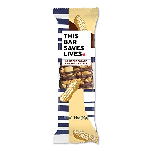 This Saves Lives Gluten-Free Snack Bars, Helping to End Child Hunger, Individually Wrapped Healthy Snack Bars, Non-GMO, Dark Chocolate Peanut Butter, 1.4oz Bars (Box of 12)