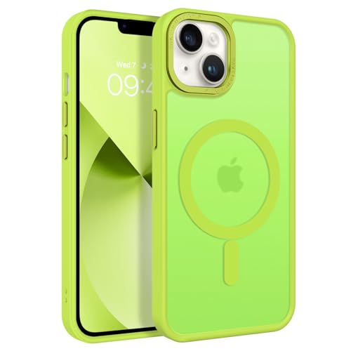 Coque compatible MagSafe iPhone 14 et 13 antichoc protection mince vert vif