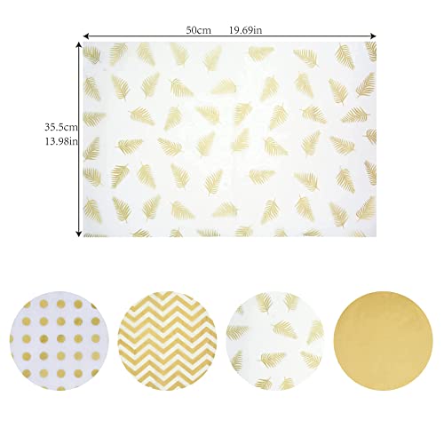 Image of Larcenciel Gift Tissue Paper, 120 Sheets Gold and White Tissue Paper bulk, Wrapping Paper for Christmas Gift Bags, Graduation, Birthday, Holiday, Wedding, Party Decor, DIY and Craft (19.7 x 13.8 inch)