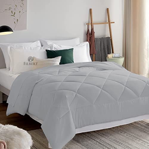 Image of Filbert Microfiber 250 GSM Diamond Stitch Double Bed Comforter Blanket for All Season Light Weight (92 inch x 106 inch Inches /233cm x 269cm) - Comforter King Size|Silver