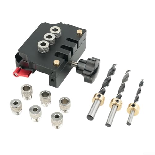 Kit essenziale per la lavorazione del legno, include caratteristiche regolabili per una foratura precisa