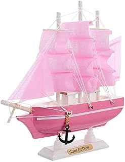 Milisten 1Pc Wooden Sailing Ship Model Decor, Handmade Vintage Nautical Sail Ship, Mediterranean Style Boat Model for Chritsmas Party Tabletop Ornament, Ocean Theme and Home Decor