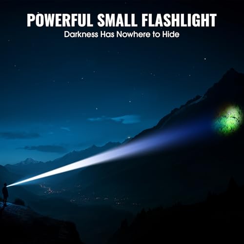 Image of Banral Rechargeable Small Powerful Flashlights, Pocket Mini LED Flash Light | Compact EDC, USB-C Rechargeable, 12H Runtime, 4 Modes Zoomable, Memory Function, Waterproof for Home, Camping, Emergency, Car