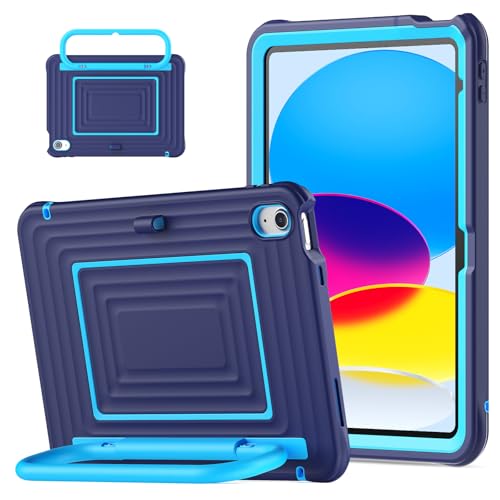Coque iPad 10e génération pour enfant avec béquille silicone bleu marine