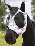 Harrison Howard Máscara elástica para Moscas con Apertura de antebloqueo y Patrones, cómoda, Transpirable, Ajustada, máscara de Mosca para Caballo, Color Baya, Talla M