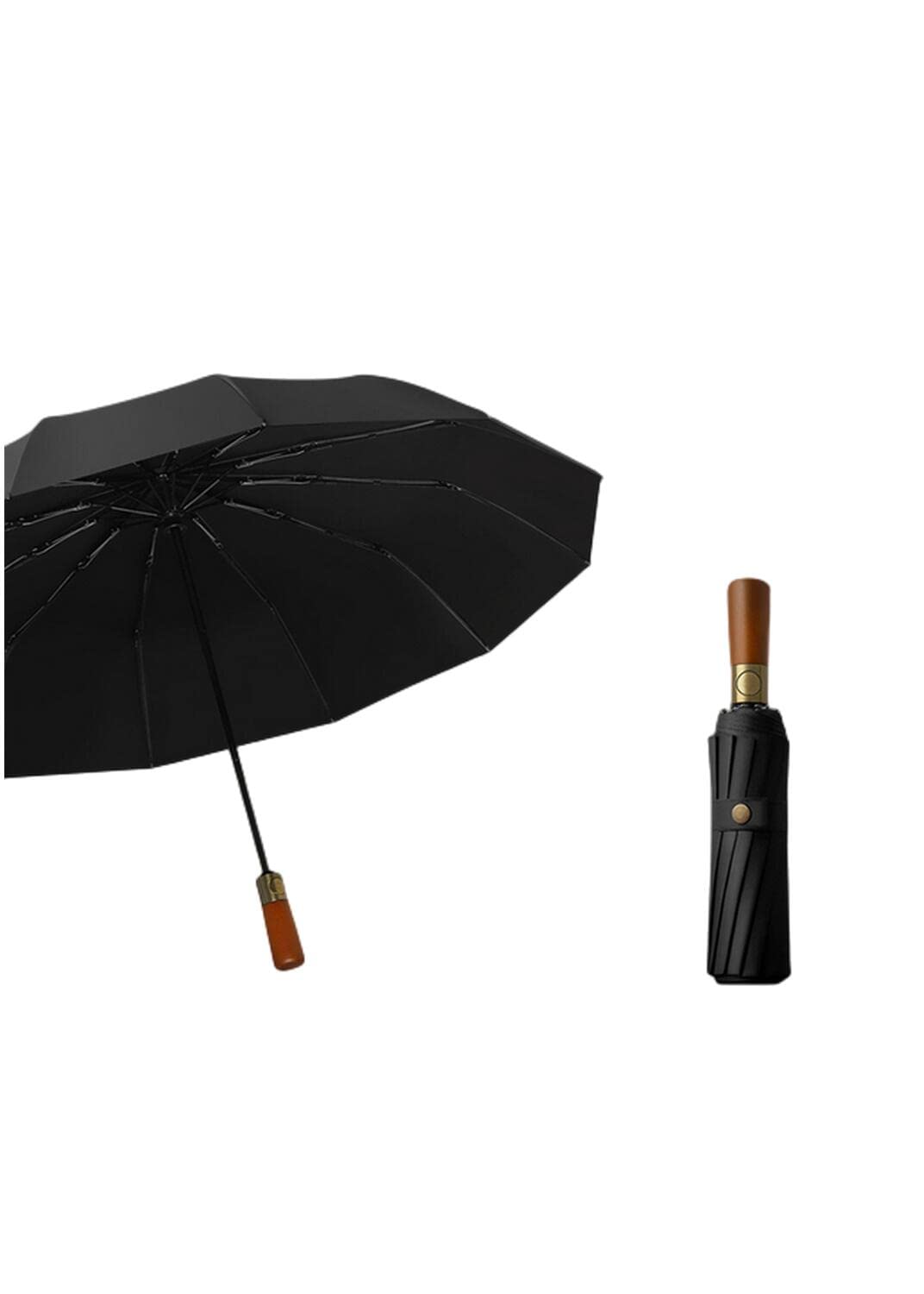 Paraguas plegable Paraguas automático mango de madera sombrilla protección solar protección UV sol lluvia sol sombra tormenta viento