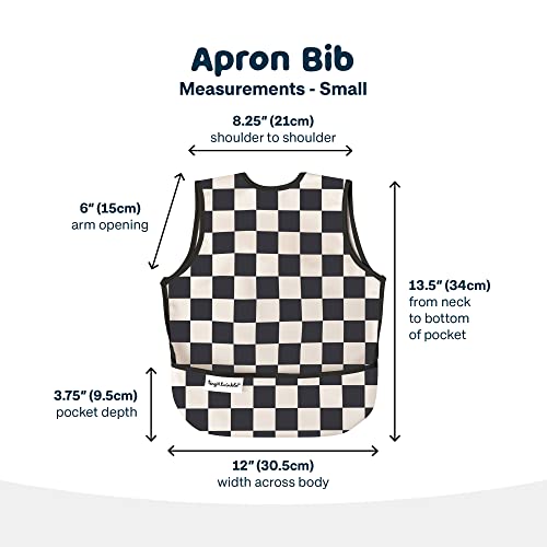 Tiny Twinkle Mess Proof Baby Bib for Boys | Waterproof Toddler Bib for Eating | Baby Apron for Feeding, Machine Washable | Perfect Shower Gift (Black Checkers, 6–24M)