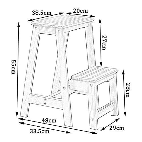 Tabouret escalier en bois 2 marches pliable supportant 150 kg - 4
