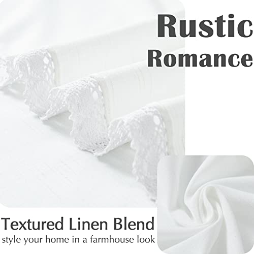 Jinchan Linen Valance With Lace Trim Farmhouse Valance For Windows 16 Inch Rustic Valance For Living Room Semi Sheer Light Filtering Rod Pocket Valance Kitchen Bathroom Window Topper 1 Panel Off White #TOP3