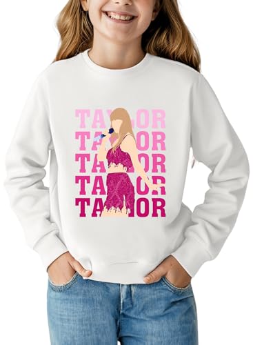 BOMDEALS Girl Country Music Sweatshirt - Kid Fleece Lining Concert Top Casual Vintage Graphic Tee Pullover Winter Warm Shirt(White 140 1502b)