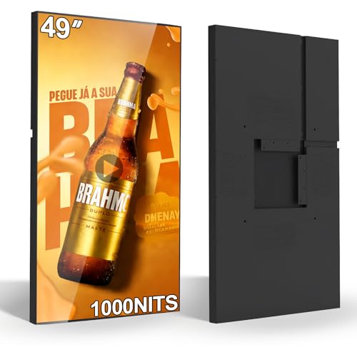 Image of 49 inch 4K Digital Signage, 1000nits Ultra-High Wall Mount Digital Signage, Slim Frameless Advertising Display, Commerical Display LCD Monitor with CMS /U-Disk Plug&Play, Split Screen for Cafe