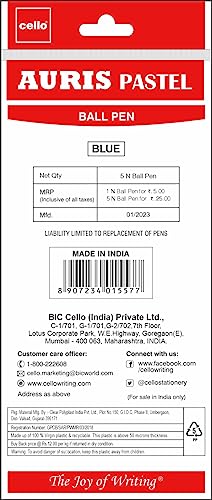 Image of Cello Auris Pastel Blue Ball Pen (5 Pcs)