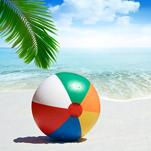 4E's Novelty Beach Balls [3 Pack] 20" Inflatable Beach Balls For Kids - Beach Toys For Kids & Toddlers, Pool Games, Pool Toy - Classic Rainbow Color #TOP2