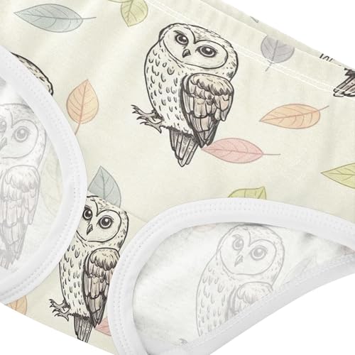 Cotton Girls Underwear Toddler Cute Owls Leaves Cream Panties Little Girl Animals Briefs Girls Undies 2t4
