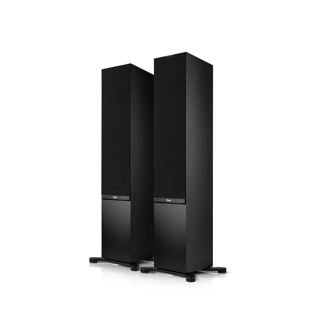 Teufel Stereo L 2 - Paire d'enceintes Actives sur Pied sans Fil Bluetooth WLAN Multiroom Streaming Radio Internet, boîtier en Bois, Enceintes Hi-FI, 190 Watts, système à 3 Voies - Noir (Noir)