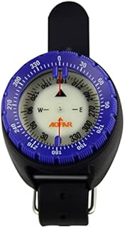 AOFAR Dive Compass AF-Q60-B Waterproof, Durable, Compact, Blue. Wrist Strap Type Compass for Sailing, Diving,11.8 in Strap