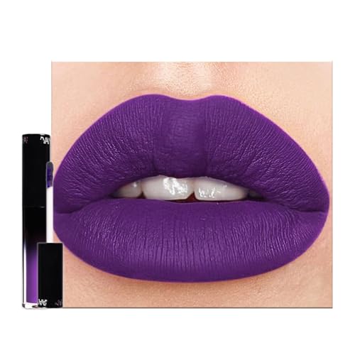 Purple Matte Lipgloss, Dark Purple Waterproof Lip Gloss Liquid Lipstick, Hot Color Violet Non-stick Cup Lip Gloss, Velvet Tinted Lip Balm Highly Pigmented, Gifts for Women