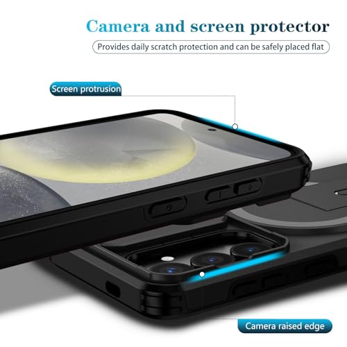 Image of ShieldTech MagStand Series Case for Samsung Galaxy S24 5G, Mobile Phone Cover with Sliding Camera Shield, Mag-Safe, Kickstand, Shockproof for Samsung Galaxy S24 5G - Black