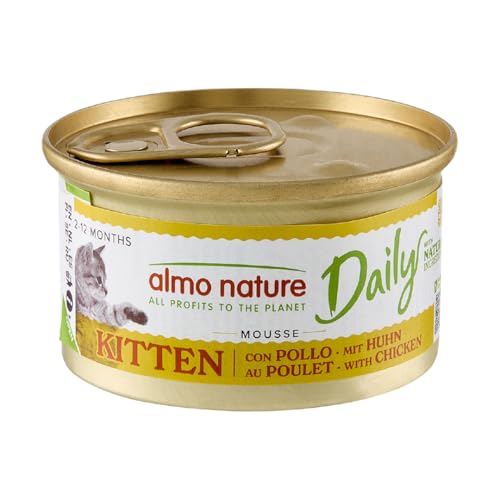 almo nature Daily- Nassfutter für Kitten Katzen- Mousse- Huhn- 85 g, Packung mit 24