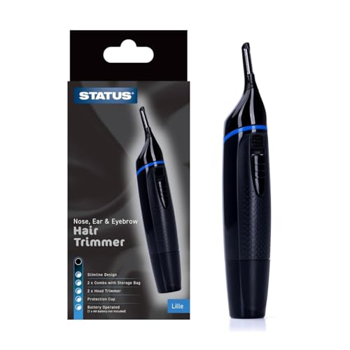 Image of Status Lille Nose, Ear and Eyebrow Trimmer for Men and Women, Painless Facial Hair Trimmer, Portable Hair Remover, Grooming Kit, 1 x AA Battery Operated (Not Included), Black, LILLE1PKB12