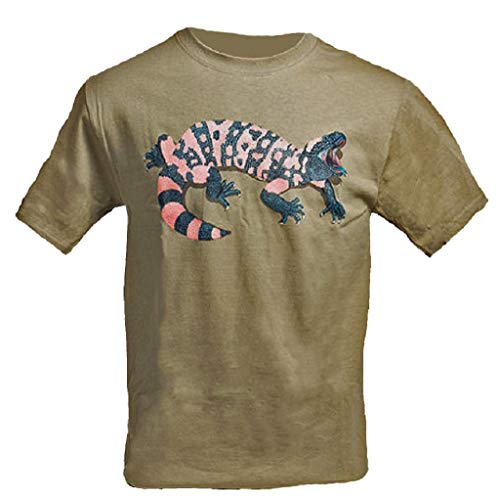 Tom's Reptile Supplies Gila Monster Adult T-Shirt (Medium) Khaki Tan