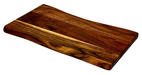 Mountain Woods Brown Mountain Woods Hand Crafted Live Edge Acacia Cutting Board/Serving Tray | Butcher Block | Wood Chopping Board | Carving Meat, Vegetables, Fruits - 15" x 9" x 0.75"