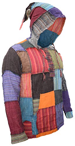 Gheri Mens Pixie Patchwork Long Hood Lightweight Festival Hoodie2