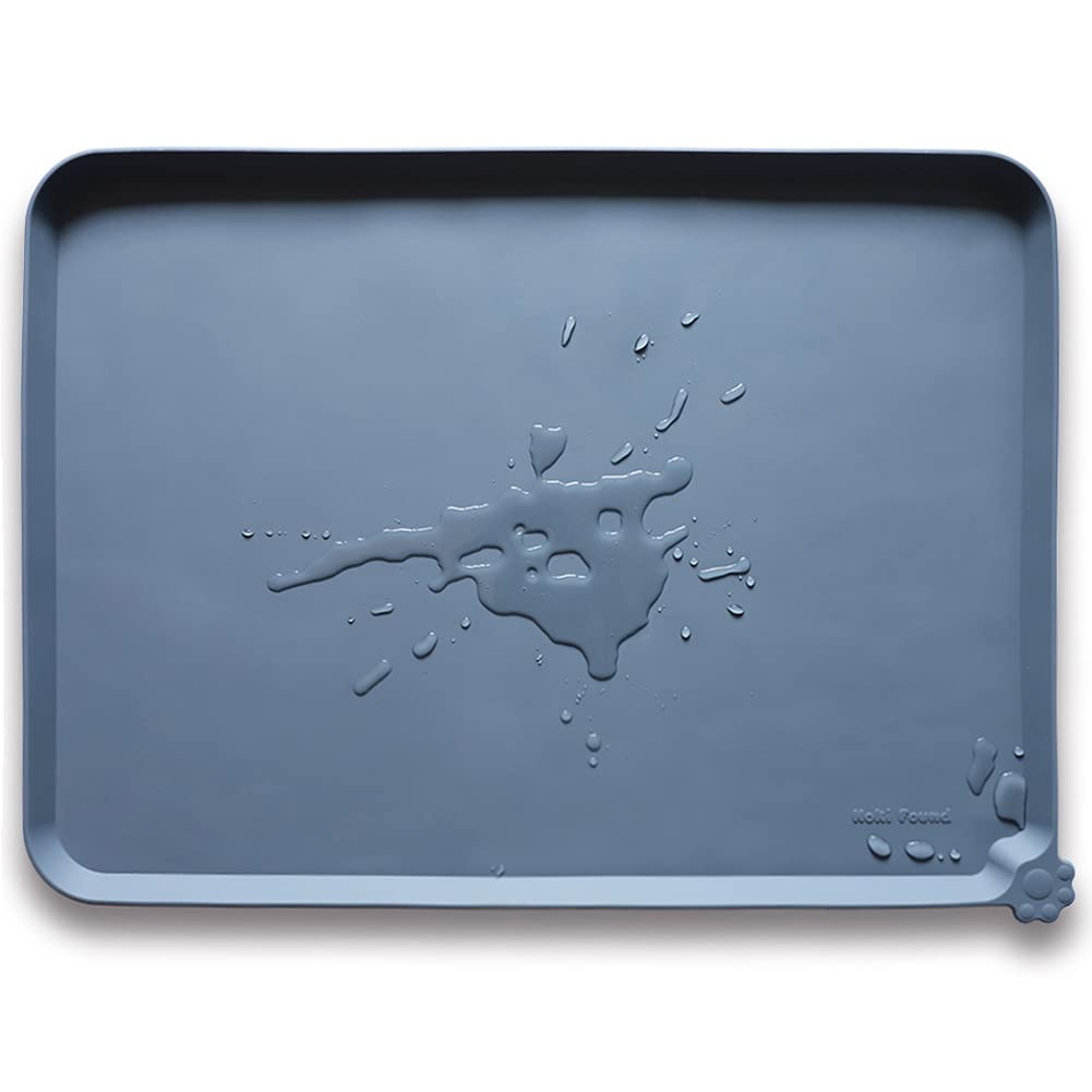 Hoki Found Tappetino in silicone per animali domestici, antiscivolo, per cani e gatti, impermeabile, grigio (71 x 66 cm)