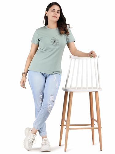 Image of Women's Slim Fit Graphic Printed T-Shirt | Soft 100% Cotton Fabric | Round Neck Half Sleeve Casual Top, Travel & College Pack of 2 Set