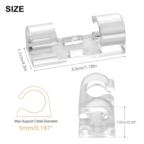 40 piezas JacobsParts Clips Adhesivos Transparentes para Organizar Cables al 0.26" de Diámetro miniatura 2