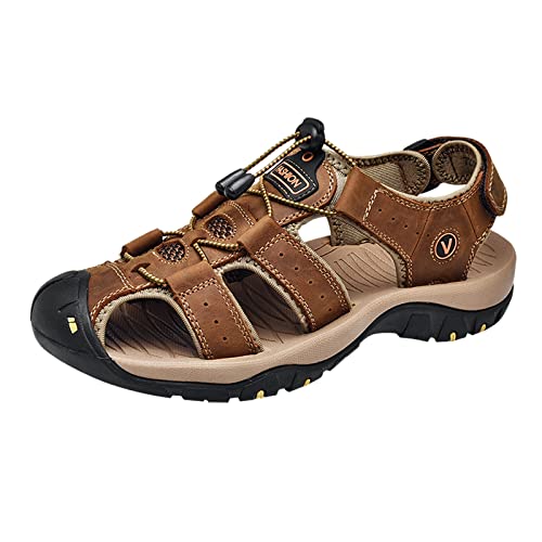 Sandalias para hombre, sandalias de senderismo de verano, sandalias de senderismo, sandalias ortopédicas, sandalias de piel, antideslizantes, para playa, senderismo, para correr, zapatillas deportivas
