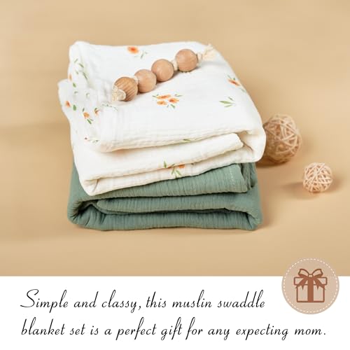 Image of Meracorallo Muslin Swaddle Blanket, 100% Cotton Receiving Blanket Soft and Breathable Swaddle Wrap for Baby Boys and Girls (Roman Green)