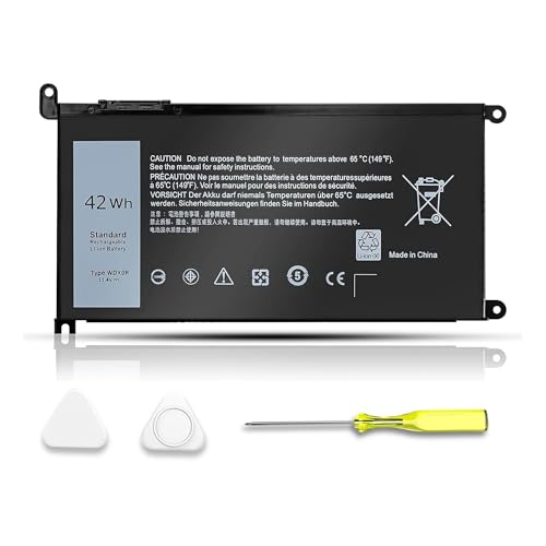 Image of WDX0R 42Wh Laptop Battery for Dell Inspiron 13 5368 5378 15 5567 7560 17 5767 Series Vostro 14 5468 Latitude 3189 Replaces T2JX4 FC92N 3CRH3 | 11.4V Li-ion