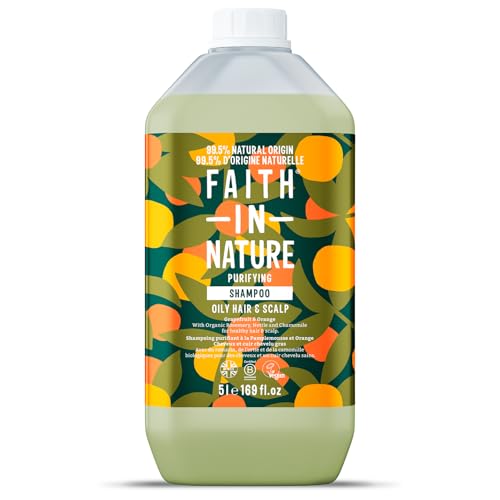 Faith In Nature Champú Natural - Vegano y sin Crueldad, sin SLS ni Parabenos - Envase De 5 Litros, Pomelo y Naranja