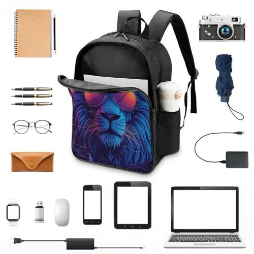 Mochila niño impermeable con relieve de león 3D y correa anticaídas 4