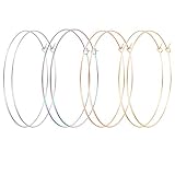 4 pares de pendientes de aro grandes, para mujeres y niñas (juego de 4 colores)