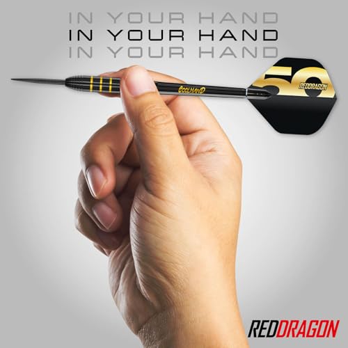 RED DRAGON DARTS - 50 Year Anniversary Player Edition - Luke Humphries 'Coolhand' 22g - Professional Steel Tip 90% Tungsten Darts Set - Includes Dart Flights & Dart Stems (Shafts) - Image 5
