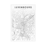 QOGDAF Luxemburg-Stadtkarten-Poster, Wandkunst, Dekordruck, 