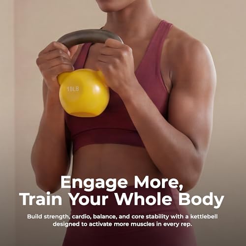 Image of Sunny Health & Fitness Vinyl Coated Cast Iron Kettlebell 5-25 lb