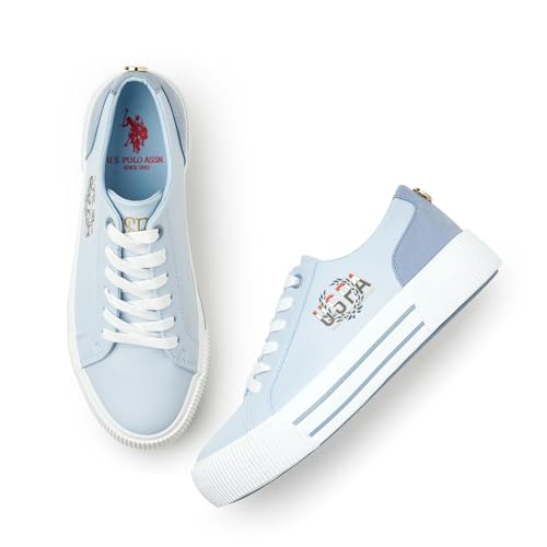 U.S. Polo Assn. Women Blue Lace Up Sneaker Shoes LT. BLUE - Image 4