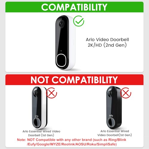 Anti-Theft Doorbell Mount Compatible with Arlo Video Doorbell 2K/HD (2nd Gen), Secure No-Drill Door Mount for Arlo Doorbell, Ideal for Use in Apartments, Rentals, and Homes - image 2