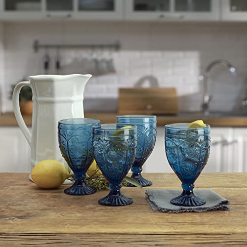 Fitz-and-Floyd-Trestle-Glassware-Ornate-Goblets-4-Count-Pack-of-1-Indigo Fitz and Floyd Trestle Glassware Ornate Goblets 4 Count Pack of 1 Indigo