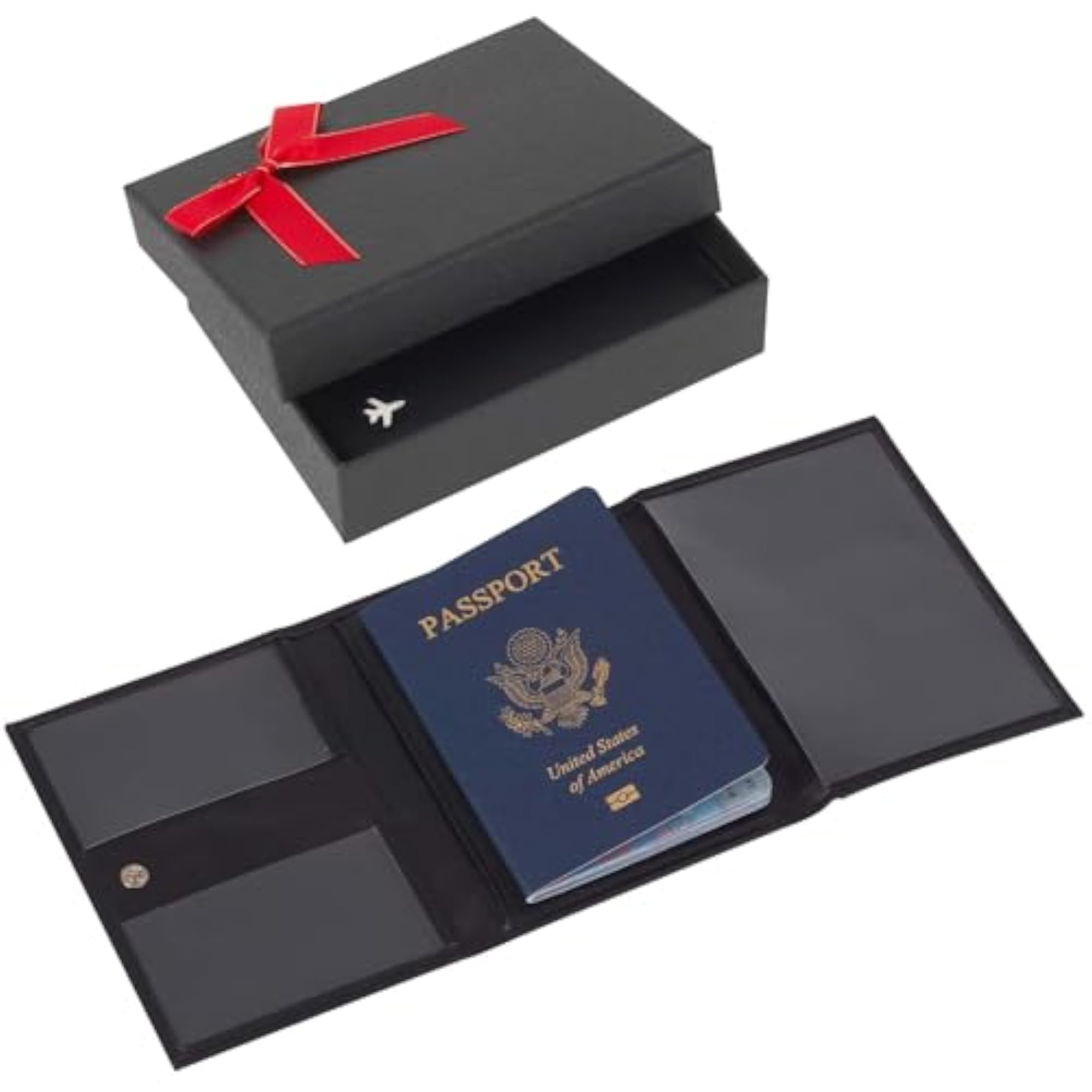Genuine Leather Pilot Wallet Passport Holder, Black