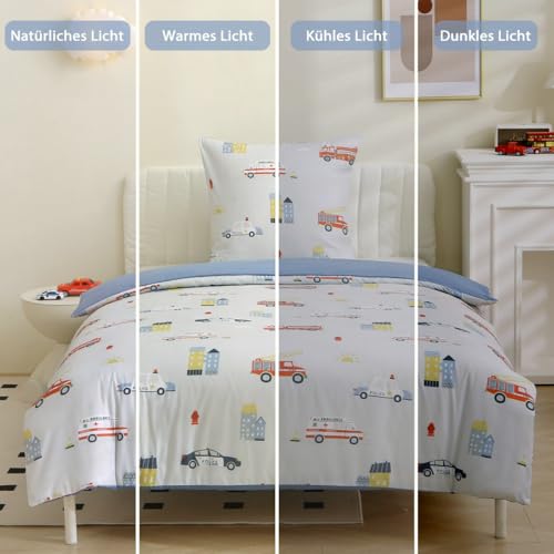 Housse de couette enfant camion de pompiers en microfibre douce anti-boulochage - 8