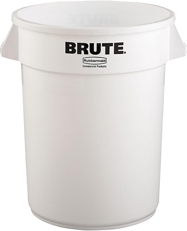 Rubbermaid 2632WHI Brute 32 Gallon Container w/Venting Channels, White